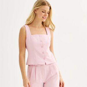 Chic Light Pink Button-Up Blouse